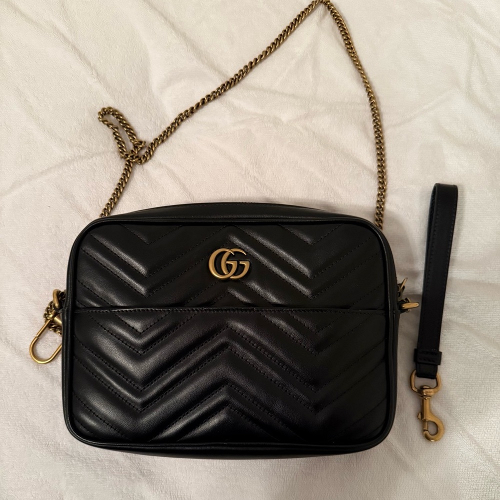 Gucci Double G Multi Use Mini Chain Clutch Crossbody Bag Matelasse Leather